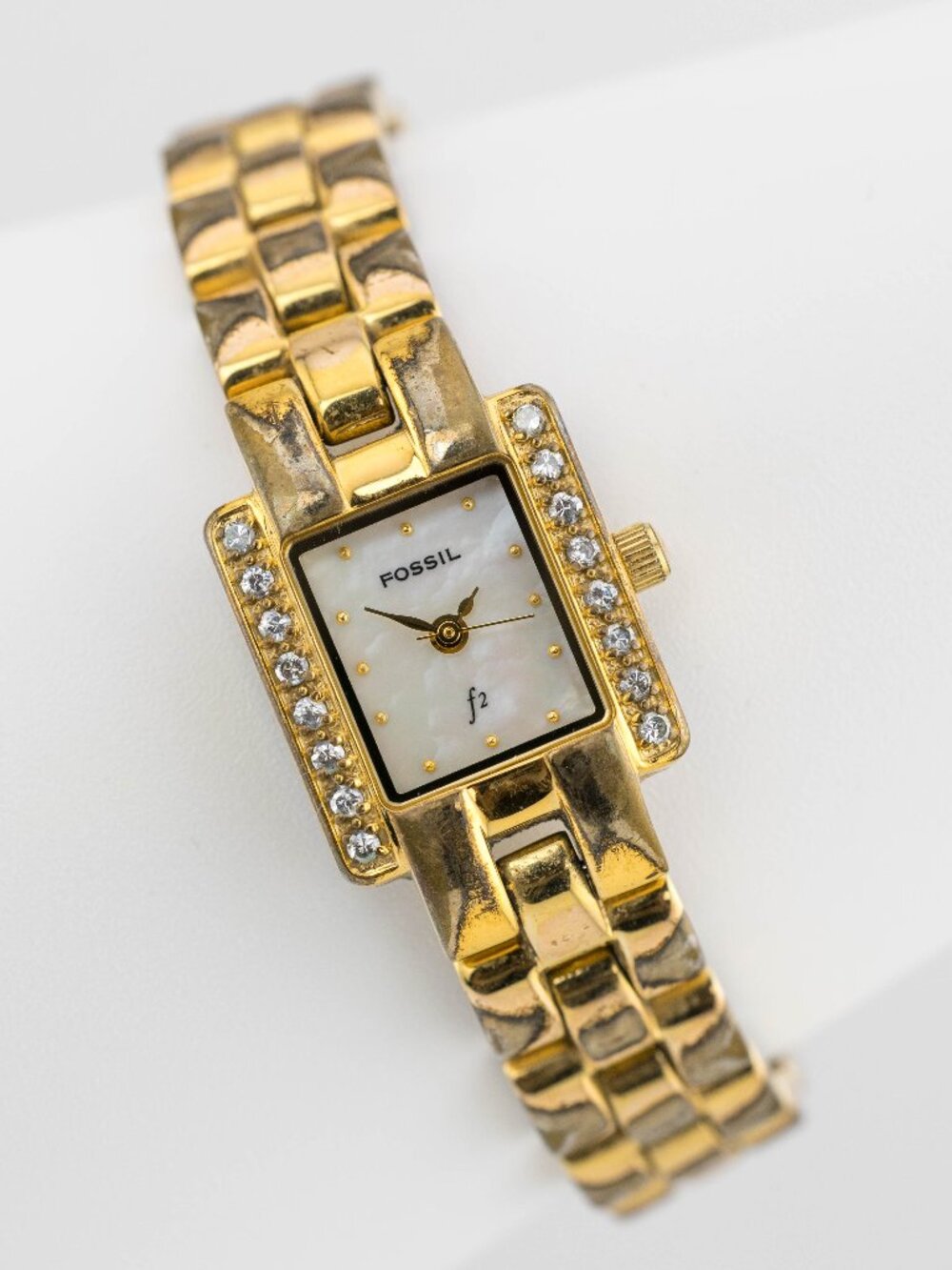 Fossil F2 ES9019 Gold Tone Crystal Watch Quartz Analog Women’s Fresh Battery